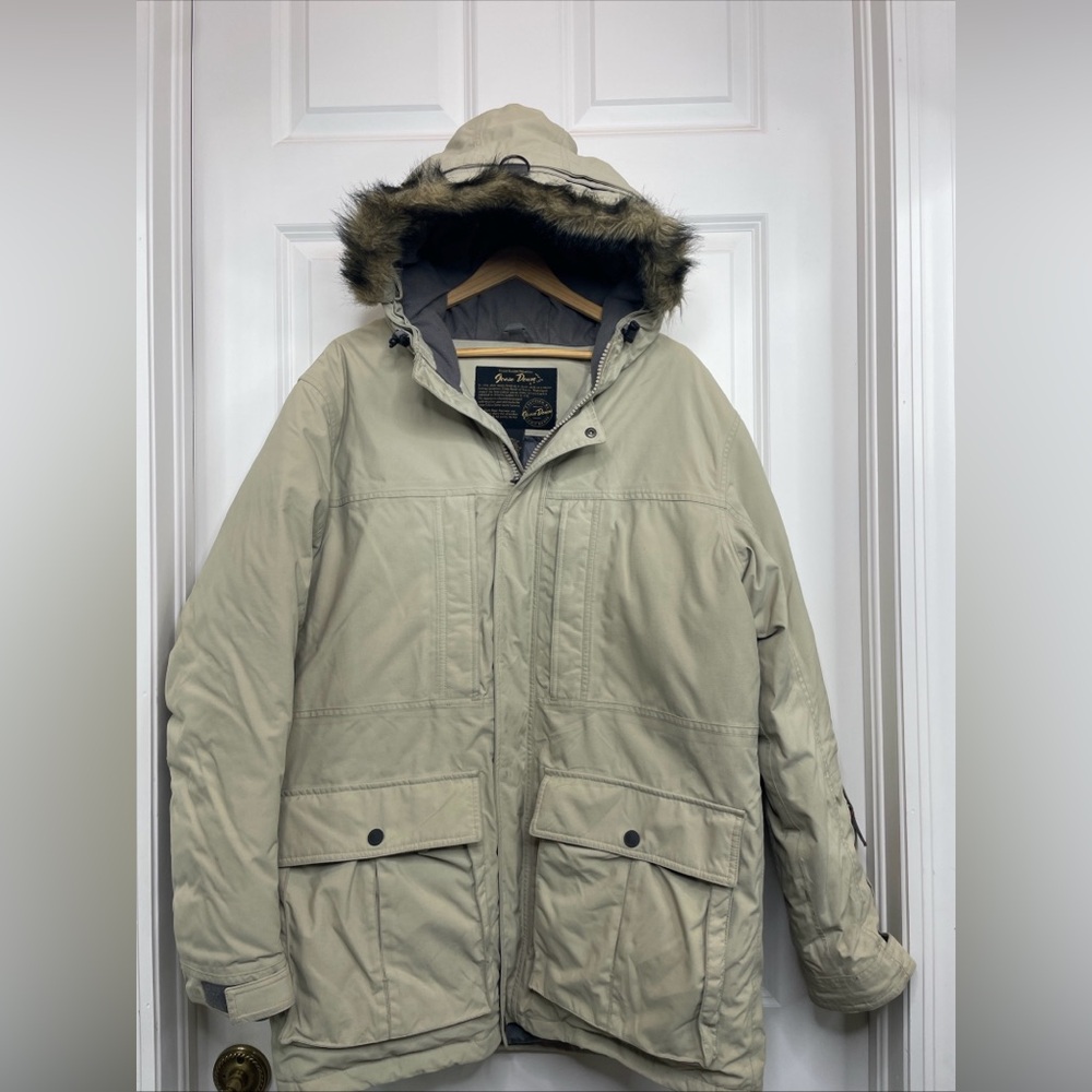 Eddie Bauer Goose Down Fur Hooded Heavy Parka Jacket Medium Coat Mens